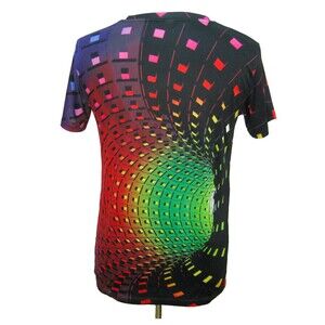 3D GRAPHIC Men's (Size Large) Neon Short Sleeve Geometric T-Shirt Top Purple Red